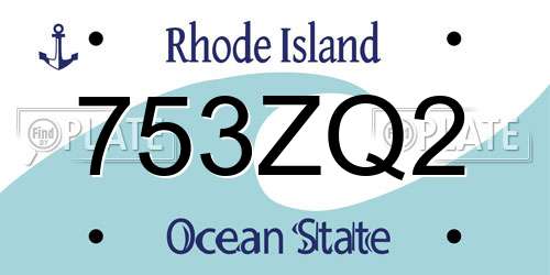 753ZQ2 Rhode Island License Plate