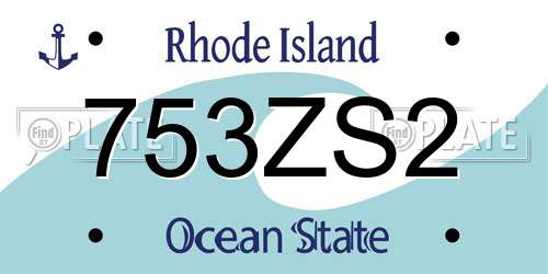 753ZS2 Rhode Island License Plate