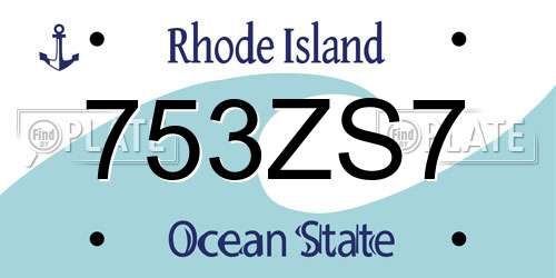 753ZS7 Rhode Island License Plate