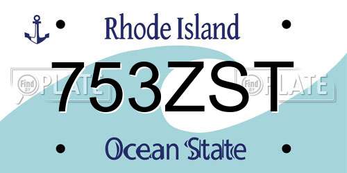 753ZST Rhode Island License Plate