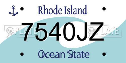 7540JZ Rhode Island License Plate