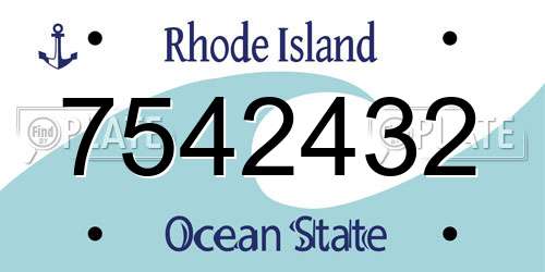 7542432 Rhode Island License Plate