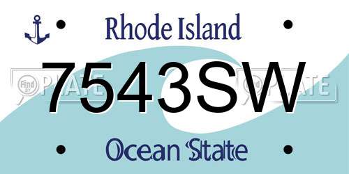 7543SW Rhode Island License Plate