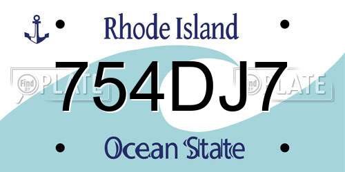 754DJ7 Rhode Island License Plate
