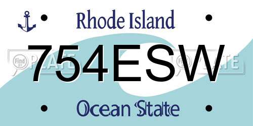 754ESW Rhode Island License Plate