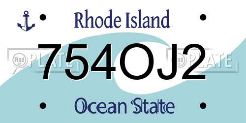754OJ2 Rhode Island License Plate