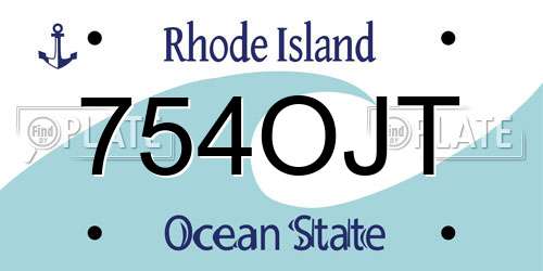 754OJT Rhode Island License Plate
