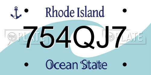 754QJ7 Rhode Island License Plate