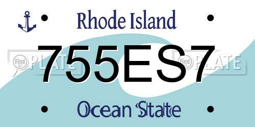 755ES7 Rhode Island License Plate