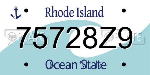 75728Z9 Rhode Island License Plate