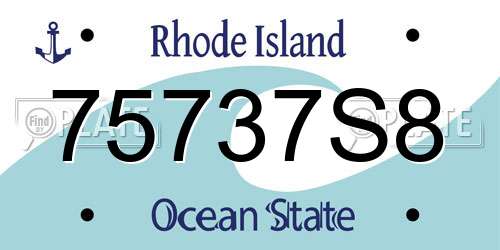 75737S8 Rhode Island License Plate