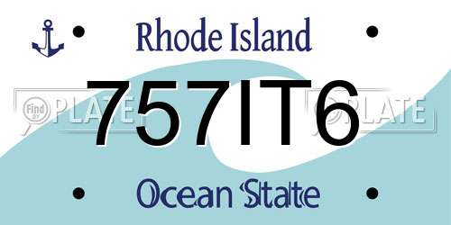 757IT6 Rhode Island License Plate