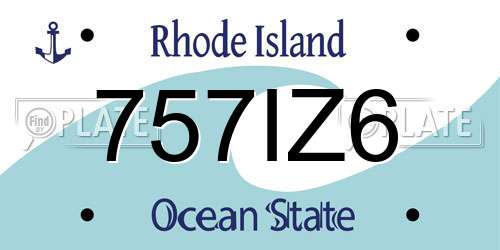 757IZ6 Rhode Island License Plate