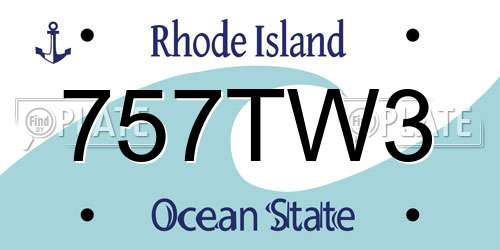 757TW3 Rhode Island License Plate