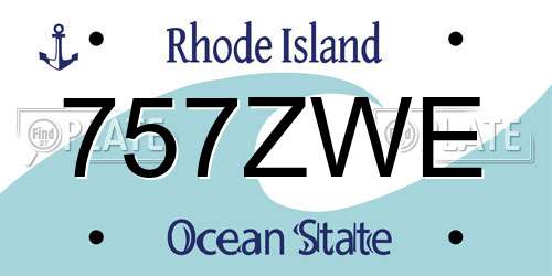 757ZWE Rhode Island License Plate