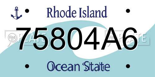 75804A6 Rhode Island License Plate