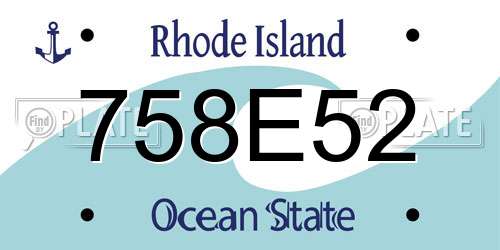 758E52 Rhode Island License Plate