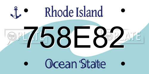 758E82 Rhode Island License Plate