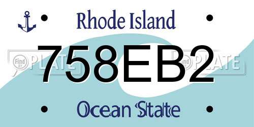 758EB2 Rhode Island License Plate