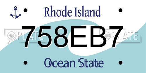 758EB7 Rhode Island License Plate