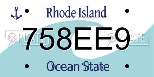 758EE9 Rhode Island License Plate