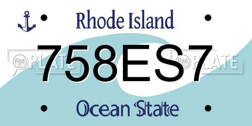 758ES7 Rhode Island License Plate