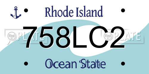 758LC2 Rhode Island License Plate