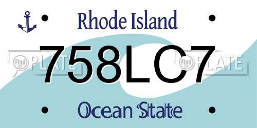 758LC7 Rhode Island License Plate