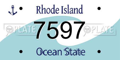 7597 Rhode Island License Plate