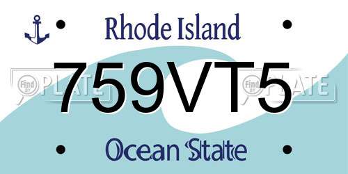 759VT5 Rhode Island License Plate