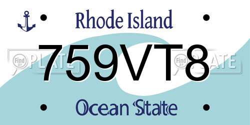 759VT8 Rhode Island License Plate
