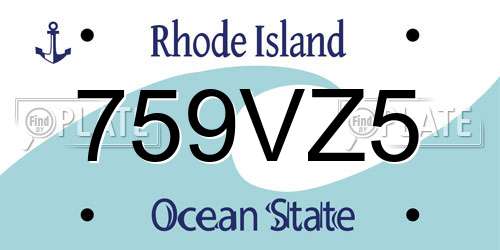 759VZ5 Rhode Island License Plate