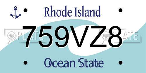 759VZ8 Rhode Island License Plate