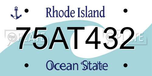 75AT432 Rhode Island License Plate