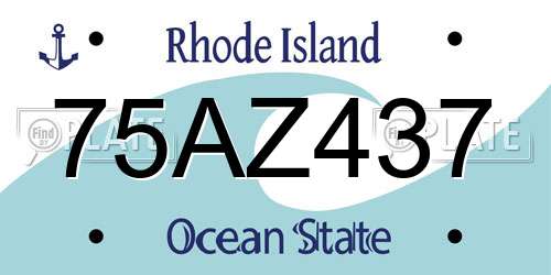 75AZ437 Rhode Island License Plate