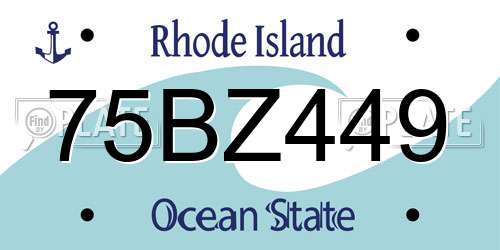 75BZ449 Rhode Island License Plate