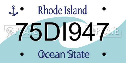 75DI947 Rhode Island License Plate
