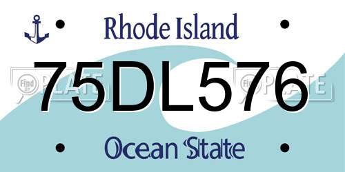 75DL576 Rhode Island License Plate