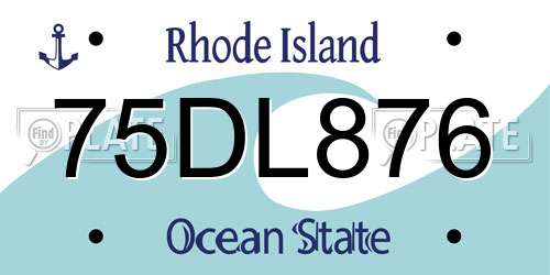 75DL876 Rhode Island License Plate