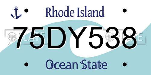 75DY538 Rhode Island License Plate