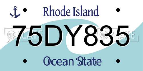 75DY835 Rhode Island License Plate
