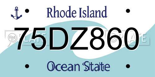 75DZ860 Rhode Island License Plate
