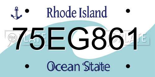 75EG861 Rhode Island License Plate