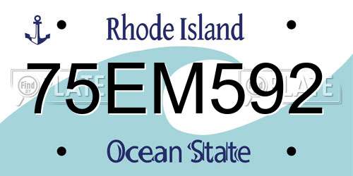 75EM592 Rhode Island License Plate