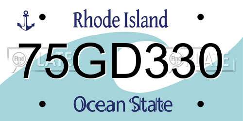 75GD330 Rhode Island License Plate