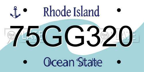 75GG320 Rhode Island License Plate