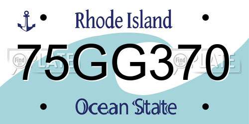 75GG370 Rhode Island License Plate
