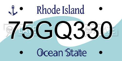75GQ330 Rhode Island License Plate