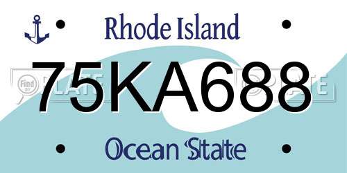 75KA688 Rhode Island License Plate