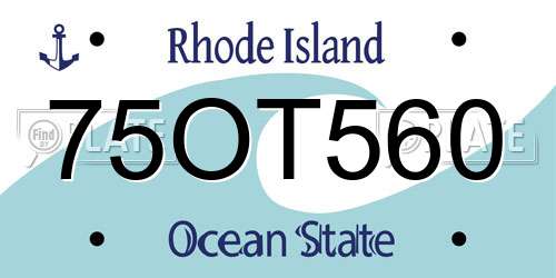 75OT560 Rhode Island License Plate